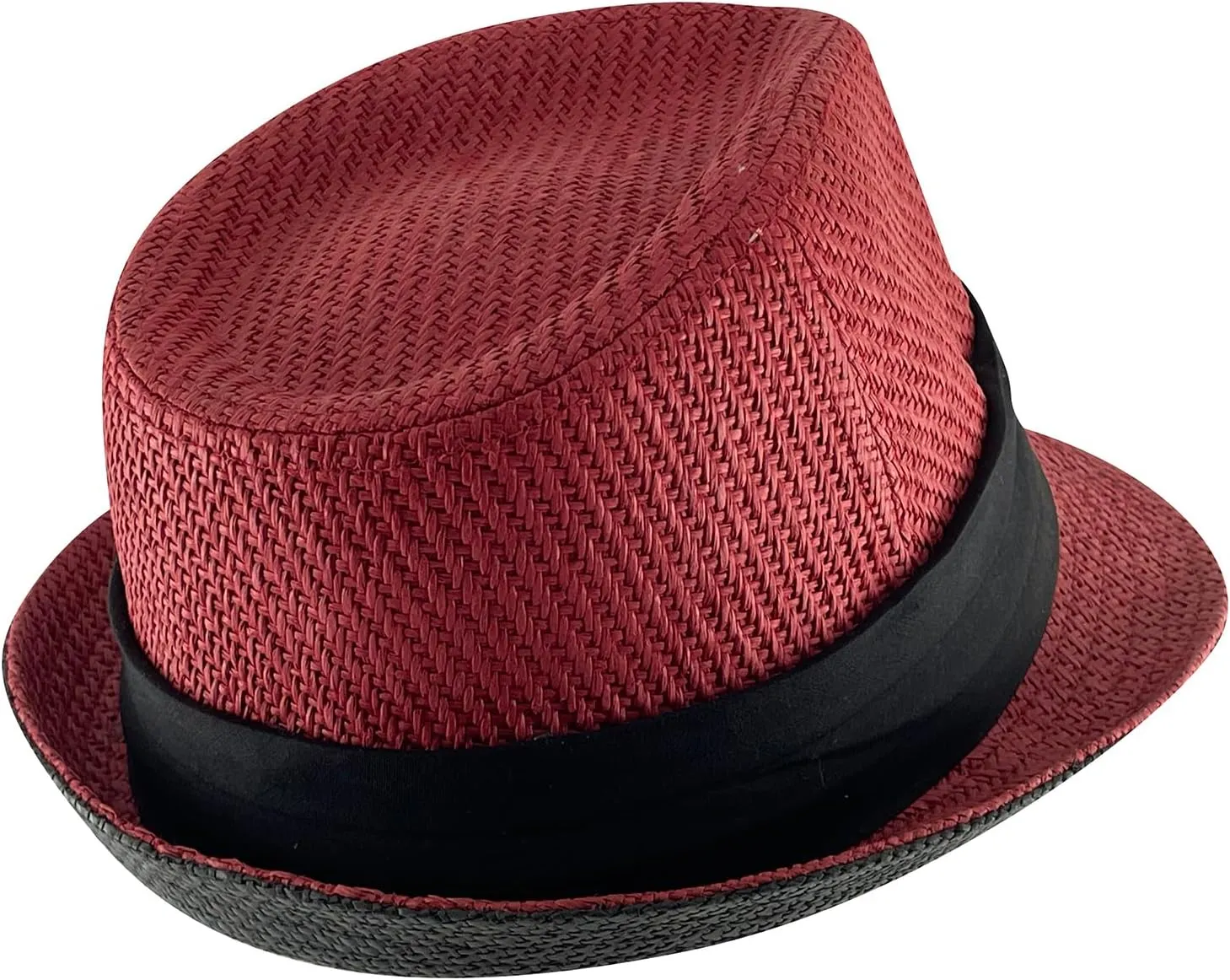 TOP HEADWEAR Triband Straw Fedora Hat
