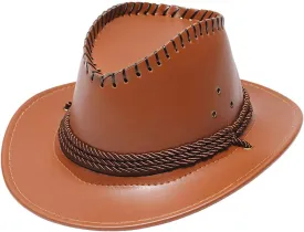 Unisex Western Cowgirl Hat Classic Outdoor Wide Brim Felt Fedora Hats Vintage Cowboy Hat for Men and Women