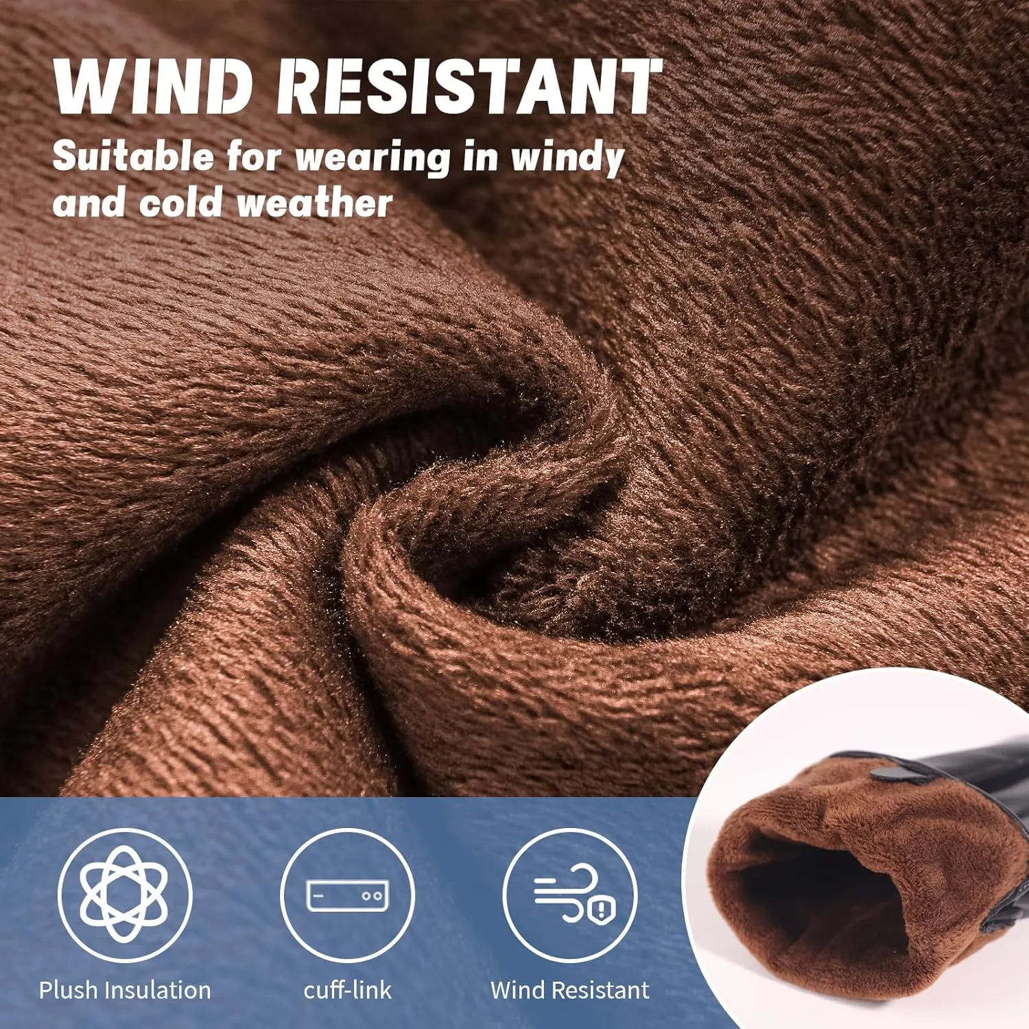 Winter Leather Gloves for Men, Plush Lined Mens PU Gloves With Full-hand Touchscreen Mens Winter Gloves