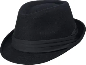 Womens Mens Classic Felt Trilby Hat Short Brim Fedora Hat Black Manhattan Gangster Jazz Hat for Unisex