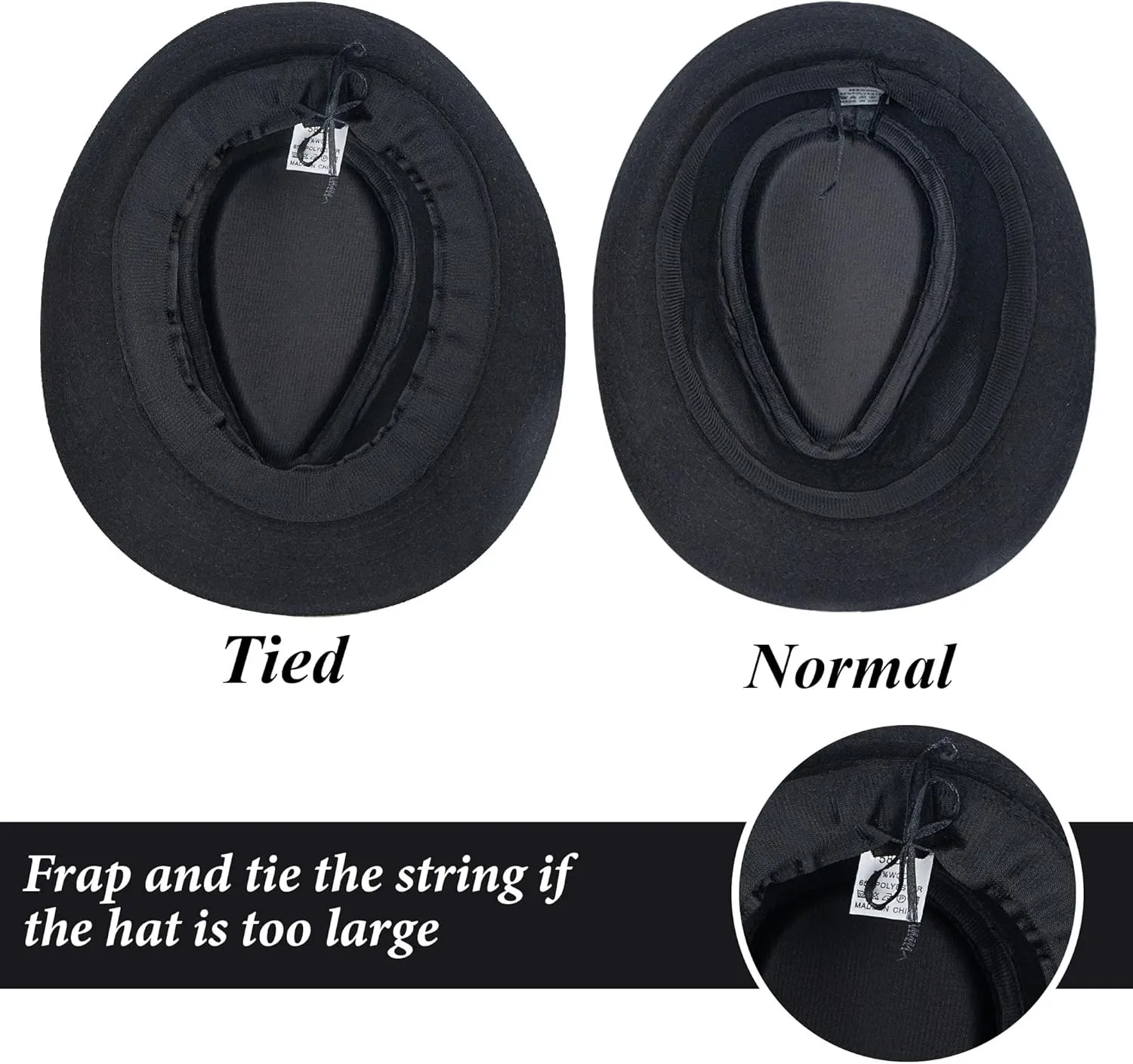 Womens Mens Classic Felt Trilby Hat Short Brim Fedora Hat Black Manhattan Gangster Jazz Hat for Unisex