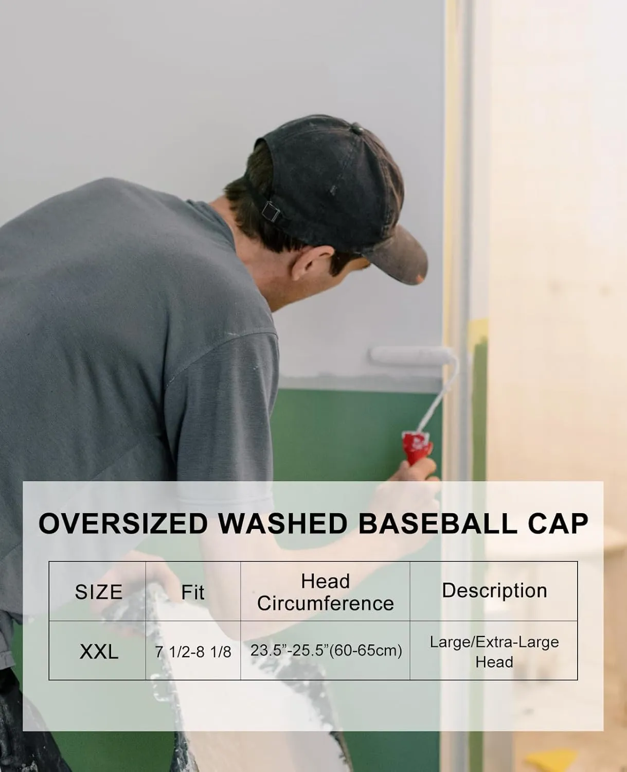 XXL Oversize Washed Denim Hats Baseball Cap for Big Heads Large Pigment Dyed Dad Hat Low Profile Sports Caps 23.5"-25.5"