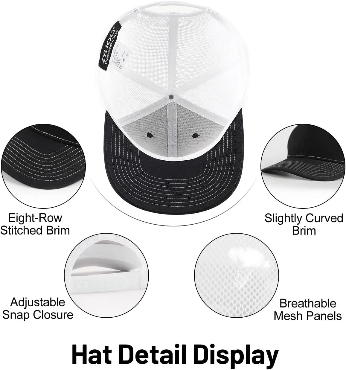 Zylioo Oversize XXL/XL Trucker Hats, Large Snapback Mesh Cap,Cool Summer Cap for Big Heads,Gaint 2 Tone Travel Cap