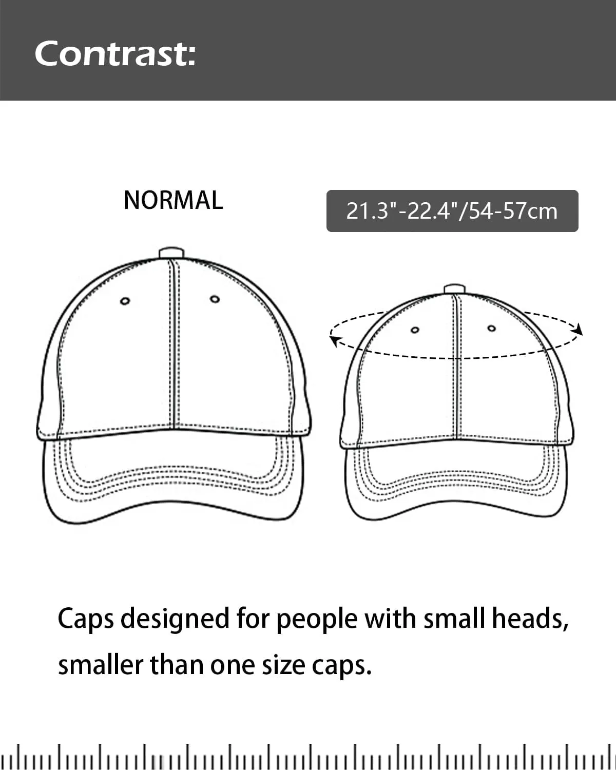 Zylioo Small Baseball Cap,Petite Size Ball Cap,Relaxed Little Sports Cap,Adjustable Fitted Golf Cap for Men Women